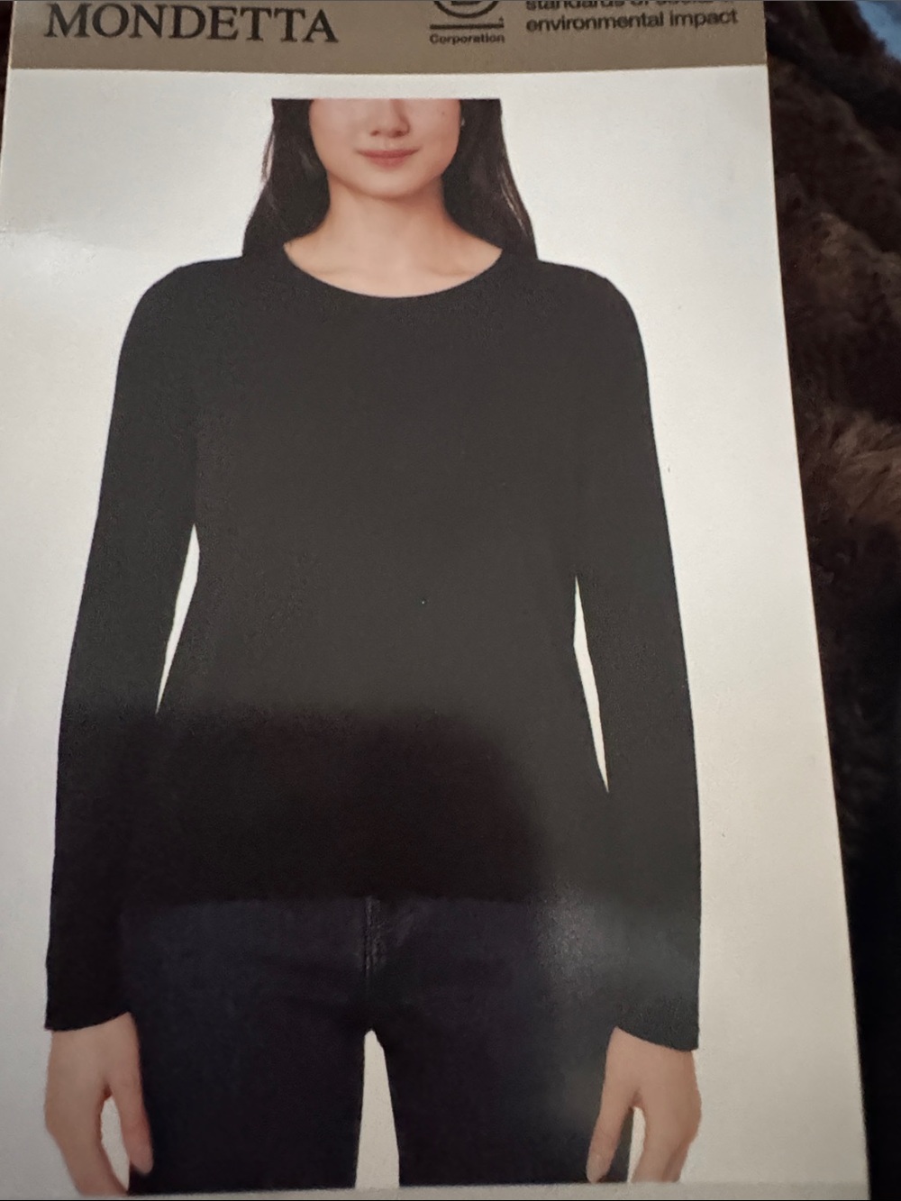 Mondetta Black Long-Sleeve Crewneck Top